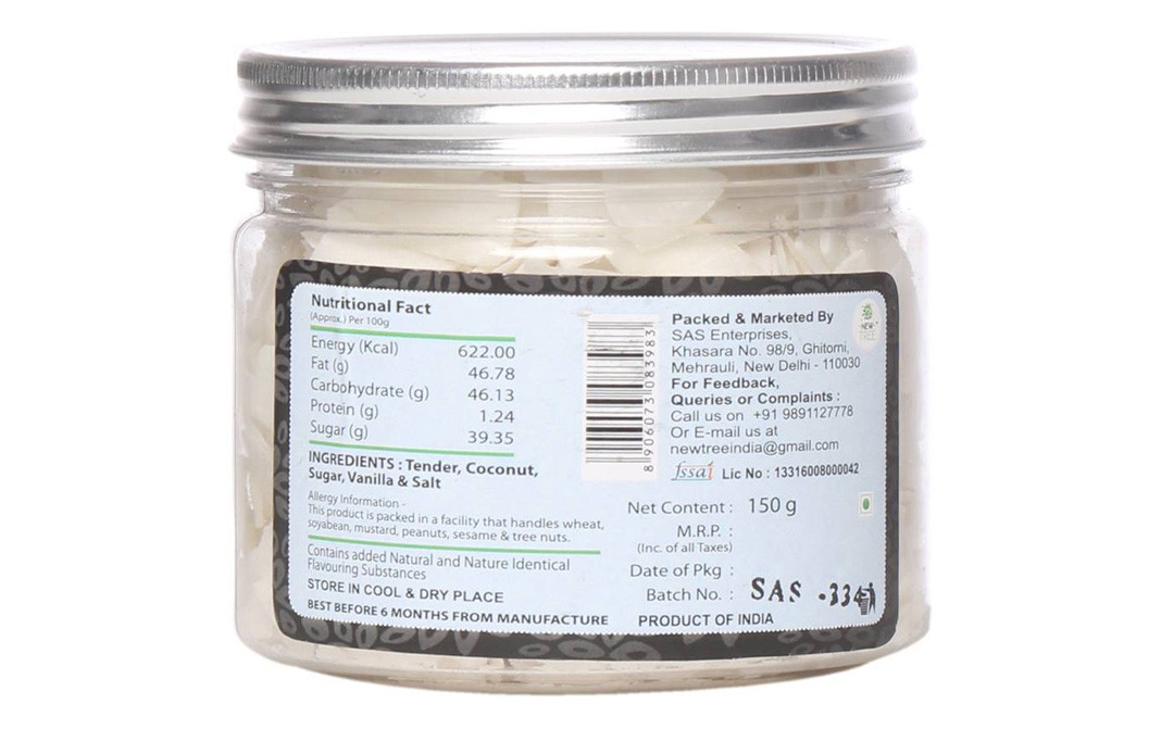 New Tree Fruit Meal Coconut Chips   Glass Jar  150 grams